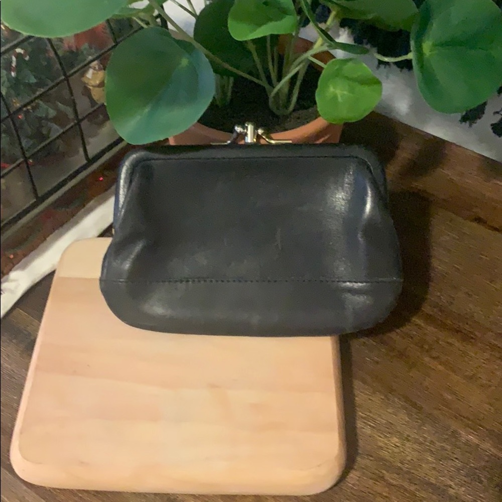 Vintage Coach Double Coin Purse Black Leather